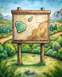 map board sign in nature