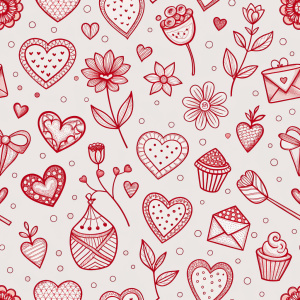 valentine day minimalist doodles for seamless pattern tile, light background