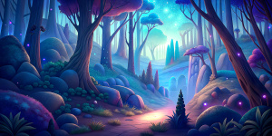 mysterious woods landscape Disney-style