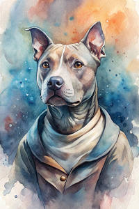 Katsushika Hokusai style half body portrait poster of a star wars commander pitbull. white background.
