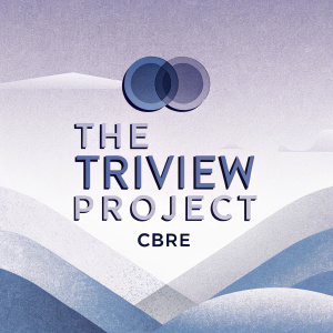 A sleek and modern logo for 'The Triview Project' by CBRE. Innovative and clean design.