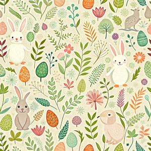 easter minimalist doodles seamless pattern tile, white ground