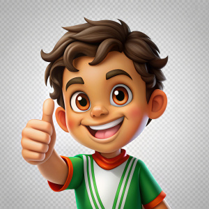 mexican smiling kid with thumbs up, no background