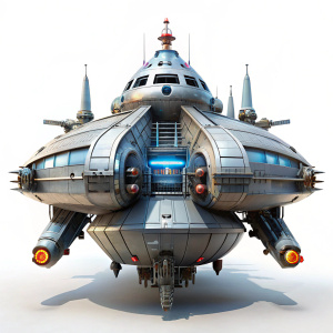 futuristic spaceship on white background 