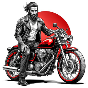 motorcycle biker tattoo design - perfect realistic art - high-definition - grey and black - white background 