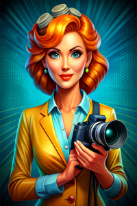 character profile card of media women with cameras