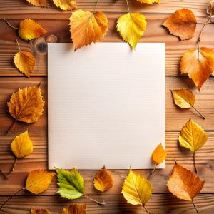 birch fall leaves autumn banner background, blank empty plain color ...