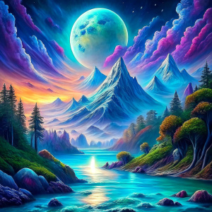 Mountain moon ocean