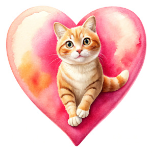 valentine,pink,cat climbing heart,white background