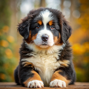 A picture of a fat bernese mountain dog puppy