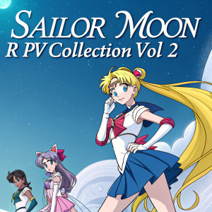 An anime DVD cover for Sailor Moon R PV Collection Vol 2. Main characters illustrated in a dynamic pose against a vibrant blue backdrop.