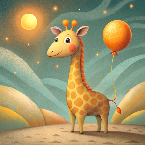 cute giraffe holding a balloon