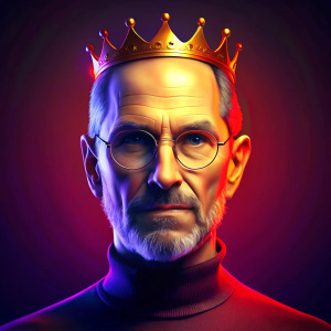 Steve Jobs with a crown. unreal engine render 8k