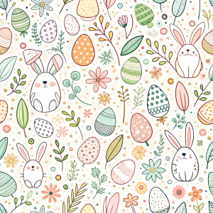 easter minimalist doodles seamless pattern tile, white ground