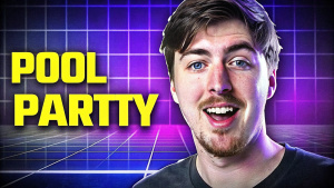 MrBeast attractive  youtube thumbnail for video , pool party