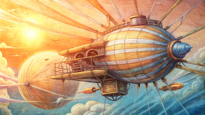  dieselpunk, radiopunk,
 yesteryear, fictional, bygone era, 
 flying machine, aviation, airplane, flying, swooping,
 bright sun, bright zenith, 
"caught her in a tailwind",
"lost her in the sun",
 fancy, steel, glory, 
19th century , 
 painterly, digital art, oil painting, illustration, drawing, 