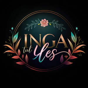 Logo con las letras. 
INGA, Importadora-Experess en color pastel y fondo negro que sea para una tienda de mujeres de ropa y calzado, estilo elegante
