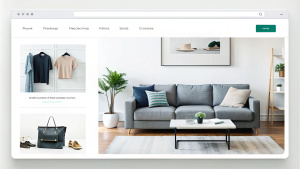 a background image for an ecommerce product page section that should have some furniture in the background such as couch, clothes, electronic products, without any writings or button