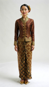 fashion style, Javanese traditional kebaya, full body