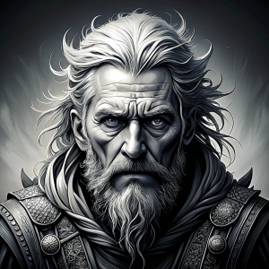 odin perfect realistic art, high-definition, high-definition grey and black, white background 