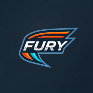 The Fury logo, a sleek and modern design, integrates racing and sports motifs. Its simple yet impactful style features a stylized 'F' in a vibrant color palette, including orange and cool blue or gray tones. The logo uses a sans-serif font to emphasize aggression and power. Bold lines and vivid colors contribute to its clean and contemporary look.