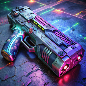 Stun gun  cyberpunk Lying on the table