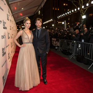 Jennifer Lawrence and Patrick Wachsberger attending the Gotham Awards, glamorous red carpet scene