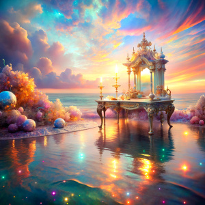 close masterpiece  dreamland light soft color PRISM Effect antique furnitures room full of sea water clouds flowers   ultra intense crystal effect ultra glitter Photoshop Photo Manipulations  Holographic liquid Patent Spandex Vinyl   Dreamscape     very much glitter sparkly fantasized glam Sprinkle Shimmering Bioluminescent fairytale masterpiece  Magical   Shimmering   Ultra iridescence UV Glow Rainbow