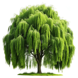 willow tree, transparent background, no shadows