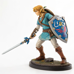 High-resolution image of a detailed 'The Legend of Zelda: Breath of the Wild' character figurine. Set against a plain white background.