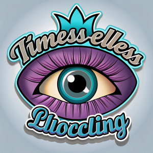 logo of the timeless clothing brand with an eye and only the name in the logot