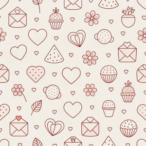 valentine day minimalist doodles for seamless pattern tile, light background