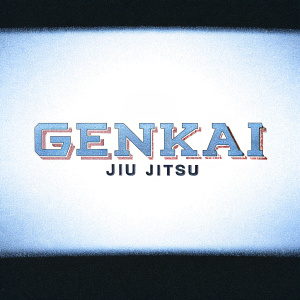 Bold, digital logo of 'Genkai Jiu Jitsu'. A blend of English and Japanese characters on a bright, clean background.