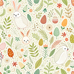 easter minimalist doodles seamless pattern tile, white ground