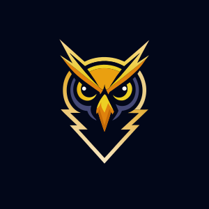 minimal abstract Owl thunder logo, simple, modern, logoground style