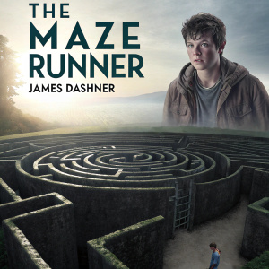 Book cover for 'The Maze Runner' by James Dashner. Dark, intricate maze design. Small inset photo of James Dashner in top right corner.