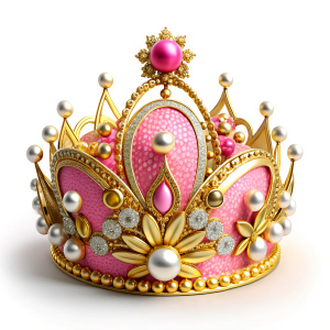 in front of a pure white background, quinceañera pink an gold crown