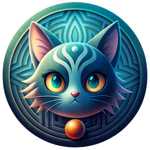 cute cat head,3d,maze themed,round button