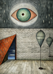 graphic, symbol, wall,  loneliness, bloon, plotting, shapes, eye