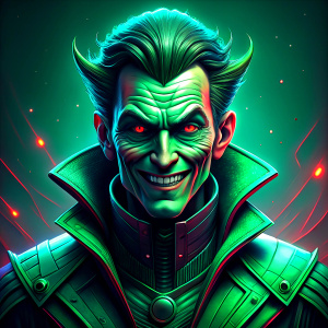 a green smiling devil, comic effect, dynamic and aesthetic, 3D color effects, edgy and modern ((Comic-Style)), trending on artstation, isolated