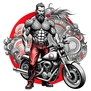 motorcycle badboy tattoo design - perfect realistic art - high-definition - grey and black - white background 