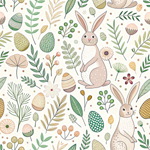 easter minimalist doodles seamless pattern tile, white ground