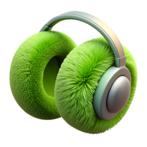 The audio column is fluffy. High detail of the wool. Acid green color.