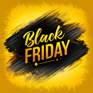 Black friday  offer with yellow brush background

