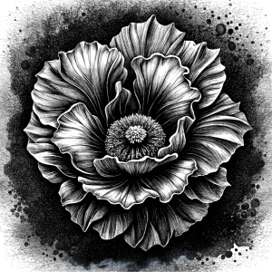 black and white, black ink, mohn blume, dark tattoo, fine art, mon flower