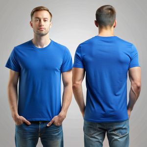 mockup de PLAYERA AZUL rey HOMBRE, FRNETE Y ESPALDA