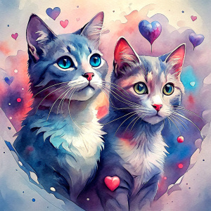 valentine's day greetings, couple cats