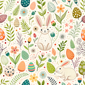 easter minimalist doodles seamless pattern tile, white ground