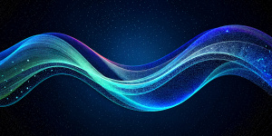 technology wave template on black background, blue gradient