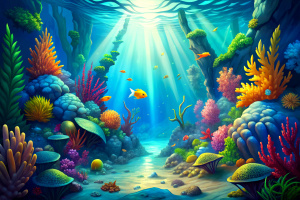 ocean underwater game style wallpaper background